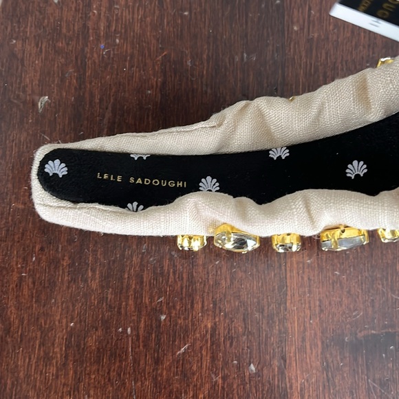 Lele Sadoughi Embellished Linen Knotted Headband Natural NWT - Picture 9 of 13